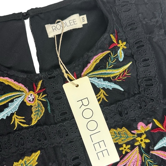 NWT Roolee Naomi Black Lace Floral Embroidered Dress xxs - Picture 11 of 16